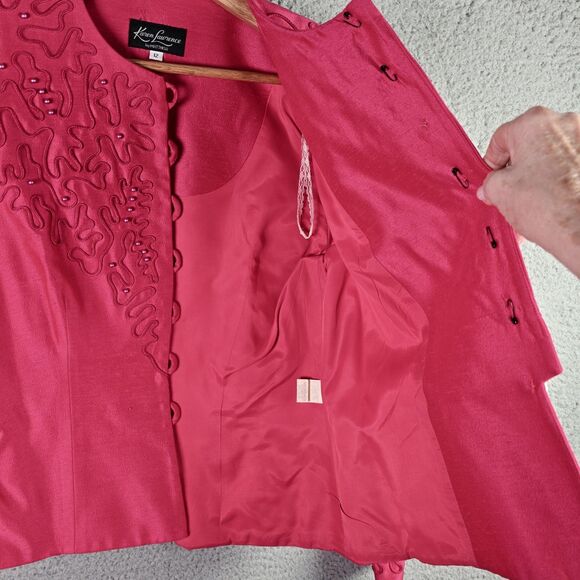 Karen Lawrence Womens Blazer 12 Pink Embroidered Pearl Button 67% Rayon Vintage - Picture 12 of 16